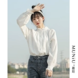 Белая рубашка, хлопковый базовый лонгслив, в стиле Шанель