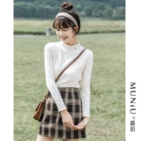 Твердый цвет наполовину водонекожная рубашка для женщин 2023 Осень Новая стройная и универсальная рубашка для рубашки нижнего белья