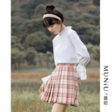 慕妞 Японская весенняя студенческая юбка в складку, мини-юбка, коллекция 2021, А-силуэт, высокая талия, плиссированная юбка