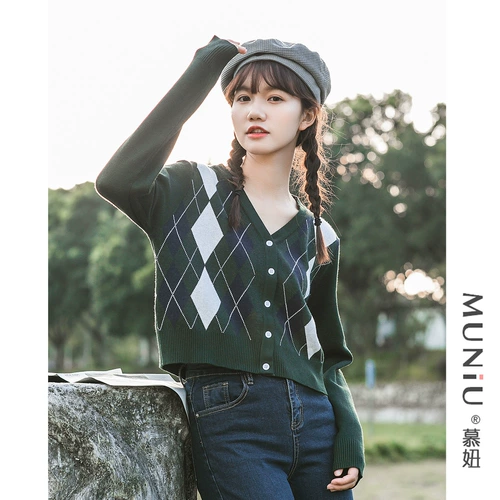 Трикотажный осенний кардиган, ретро японский свитер, куртка