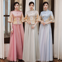 Bridesmaid clothing Chinese style Chinese style 2021 new autumn simple atmosphere long sister Group dress cheongsam Xiuhe