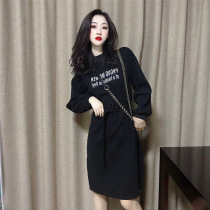 Spring and Autumn Thin Sweater Dress Womens Interior 2021 New style Korean version of net red waist thin temperament shirt