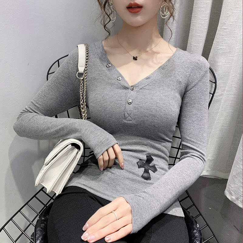 Oversized V-neck leggings women's foreign air 2020 spring summer new fashion versatile look sexy slim underwear top