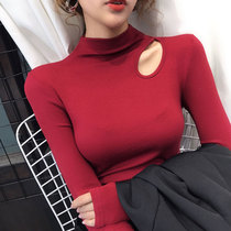 Spring and autumn slim down with small high collar bottom shirt woman inside lap 2021 new collarbone machine 100 lap design with small crowdblouse