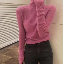 Mohair sweater women pullover loose lazy wind autumn winter 2021 New High Neck Slim long sleeve base shirt shirt