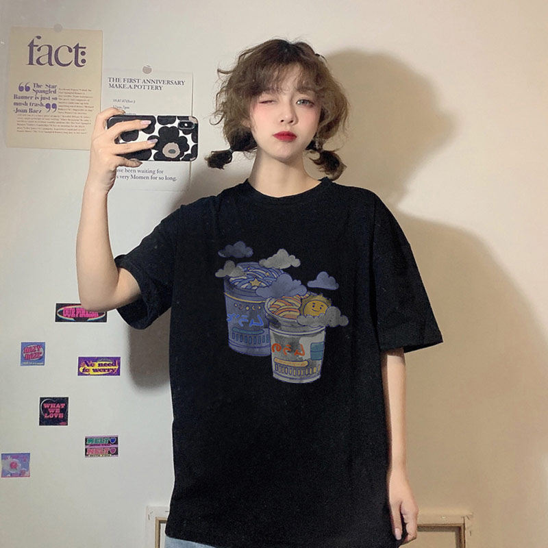 Super fire cec short-sleeved t-shirt women's 2021 new summer European goods black cotton Korean version of the long version of the loose top