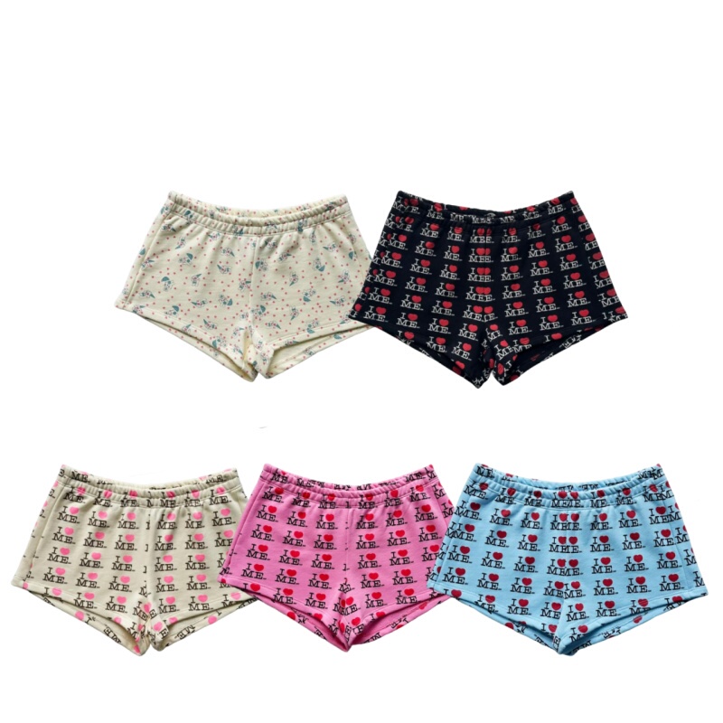 Korean Niche Iloveme All-Over Heart Print Elastic Waist Ultra-Short Shorts Mini Shorts Hot Pants Three-Quarter Pants Underwear ins