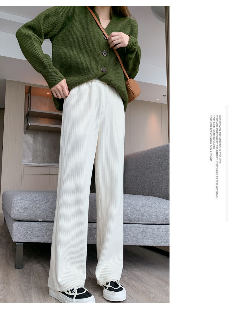雪尼尔阔腿裤女2022秋冬新款加绒加厚高腰垂感休闲灯芯绒直筒裤子详情10