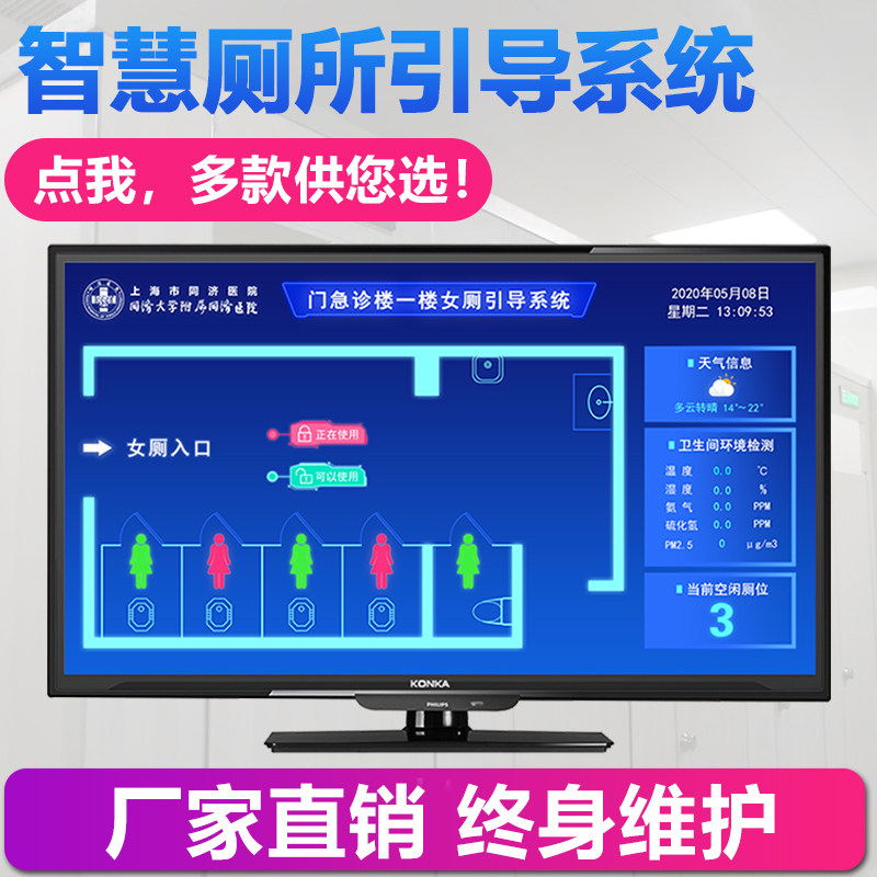 Hospital Wisdom Toilet Guidance System Scenic Area Intelligent Passenger Flow Environment Statistics Management Software with unmanned display screen