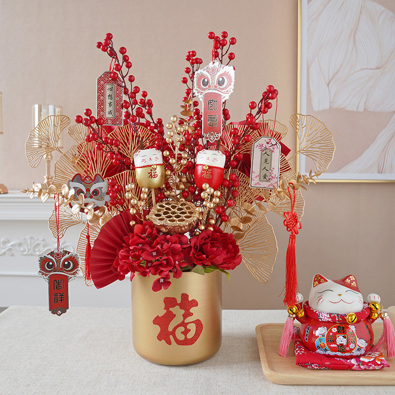 Lucky barrel ornaments living room light luxury high-end fortune fruit simulation flower wedding gift opening housewarming new house lucky decoration