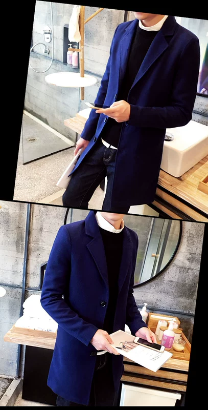 Mùa thu đông dài trench coat nam phiên bản Hàn Quốc của thời trang tự canh áo khoác len áo khoác thanh niên thời trang