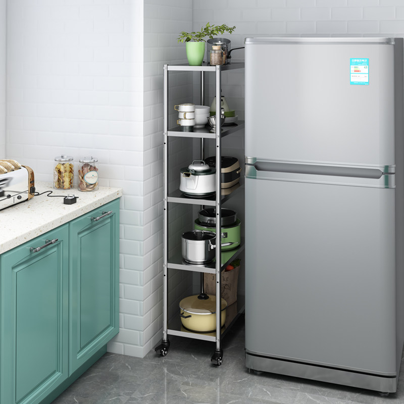 Stainless Steel Kitchen Nip Sewn Shelving Shelf Floor Multilayer 20cm25 Width 30 With Wheels Fridge Gap Shelf