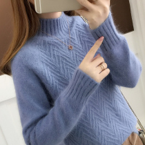 Autumn 2021 new womens semi-turtleneck sweater women loose outside wear autumn and winter thickened base sweater foreign style