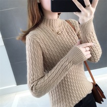 Autumn wear 2021 new womens semi-turtleneck sweater womens loose wear autumn and winter thick bottoming knitwear inside