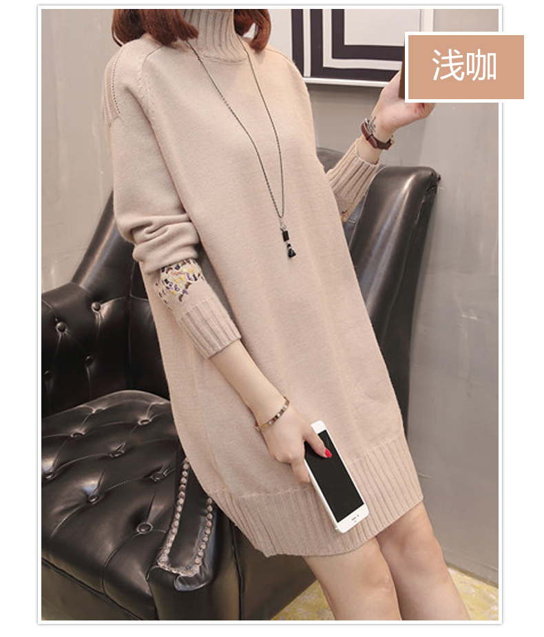 Áo len nửa cổ nữ dài 2019 hoang dã mới áo len lỏng màu đỏ váy len - Đan Cardigan áo len nữ