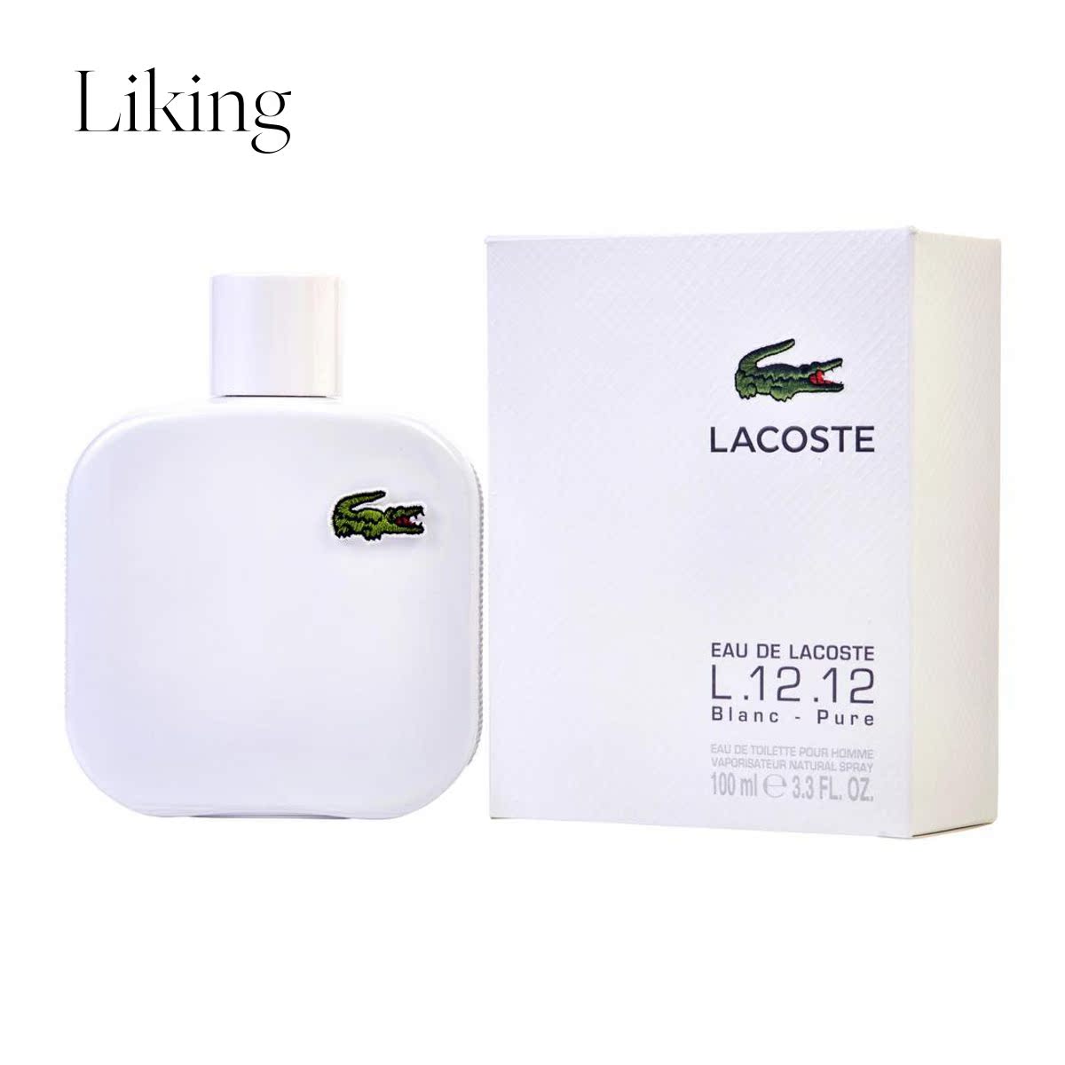 Lacoste男士Eau De Lacoste L.12.12 Blanc淡香水喷雾 3.4盎司