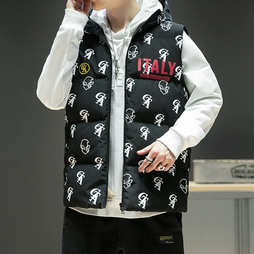 Мужской демисезонный жилет, трендовая майка топ с пухом, куртка, удерживающий тепло комплект, 2020, в корейском стиле