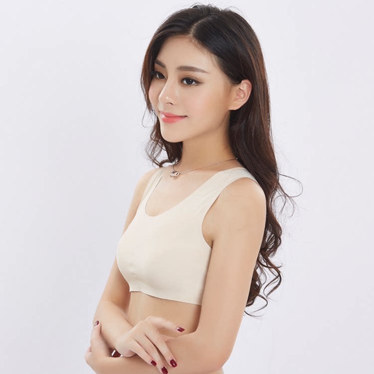 Sports vest women's diving swimming quick-drying underwear One-piece rimless bra cover small chest gathered incognito bandeau