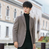 Double-sided wool suit mens slim Korean version of the trend handsome cashmere casual small suit coat short jacket