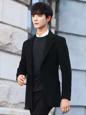 Wool wool coat men's short Korean slim-fit thickening British wind Ni Zi student windbreaker trend wool coat