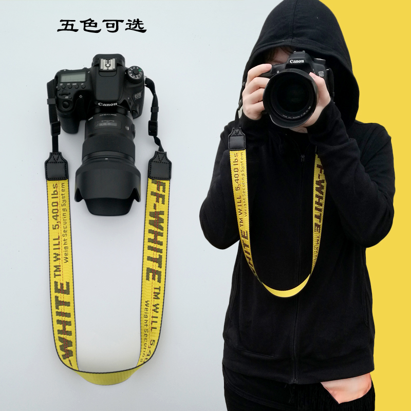 SLR Camera Strap Digital Camera micro Single camera shoulder strap custom yellow letter offwhite camera strap