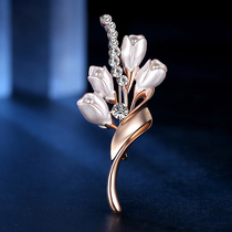 Tulip Chest Needle Female Upscale Minimalist Fashion Chest Floral Jacket Suit Autumn Winter Accessories Box Dress Birthday Present