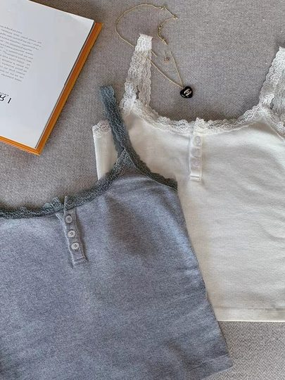 辣妹白色蕾丝针织小吊带女夏外穿美背小背心西装内搭无袖抹胸上衣