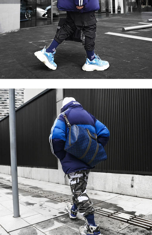 Freamve bên ngoài lạnh xuống áo khoác cotton hà mã hip hop thủy triều nam và nữ cặp vợ chồng với bộ đồ cotton giản dị