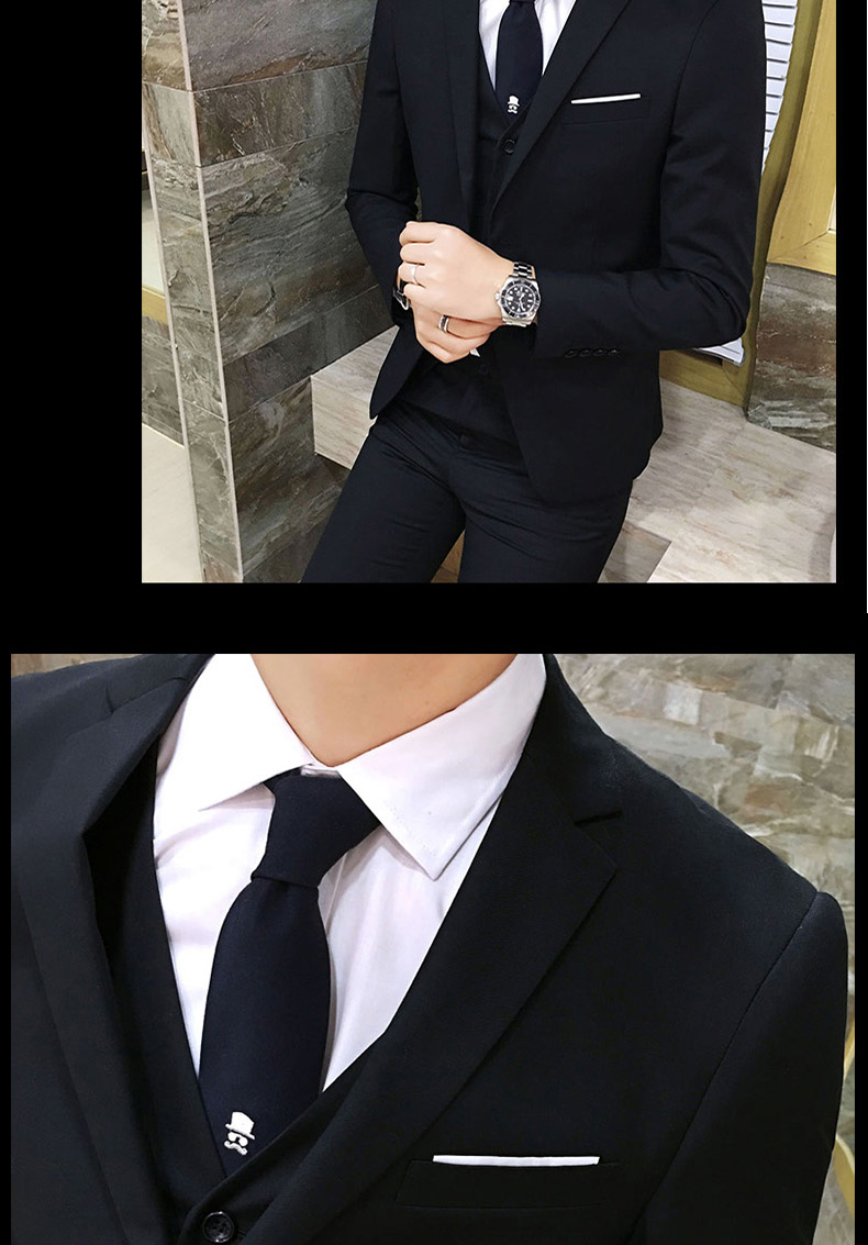 Bộ đồ vest nam ba mảnh phù hợp với bốn mùa Phiên bản Hàn Quốc của bộ đồ nhỏ tự trồng phù hợp với trang phục chuyên nghiệp sơ mi nam
