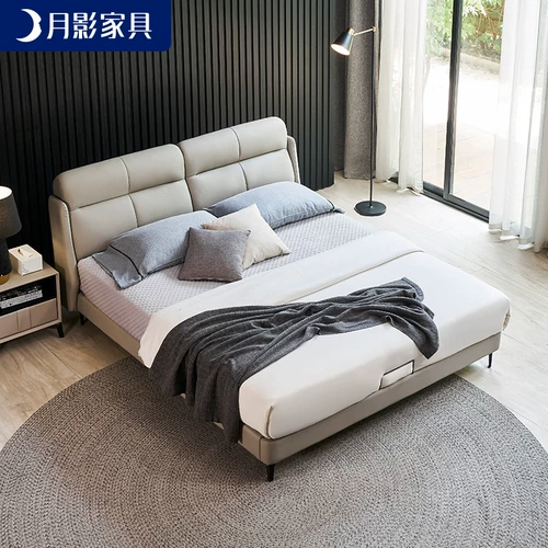 月影 Кожаная кровать свет роскошный северный европейский современный минималистский и минималистский