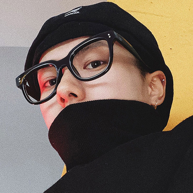 Tide male gm black frame square glasses frame men's large frame coarse anti-blue retro myopia glasses black box glasses man