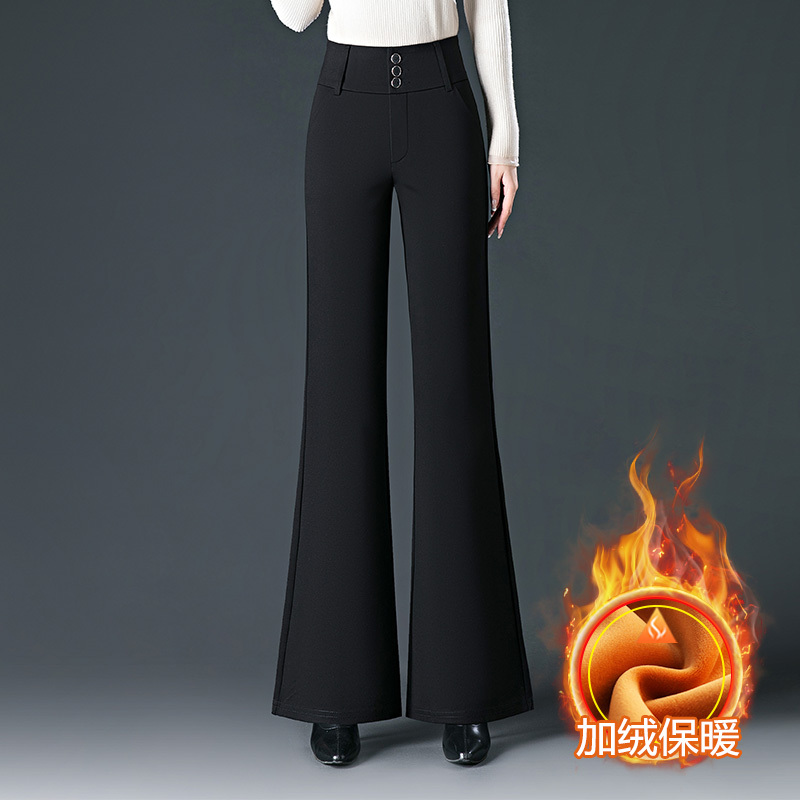 High-Waisted Fleece-Lined Flared Pants for Women, Slimming, Stretchy, Loose, Casual, Slightly Flared Pants, Winter 2026 New Thickened Bell-Bottom Pants High-Waisted Fleece-Lined Flared Pants for Women, Slimming, Stretchy, Loose, Casual, Slightly Flared Pants, Winter 2026 New Thickened Bell-Bottom Pants