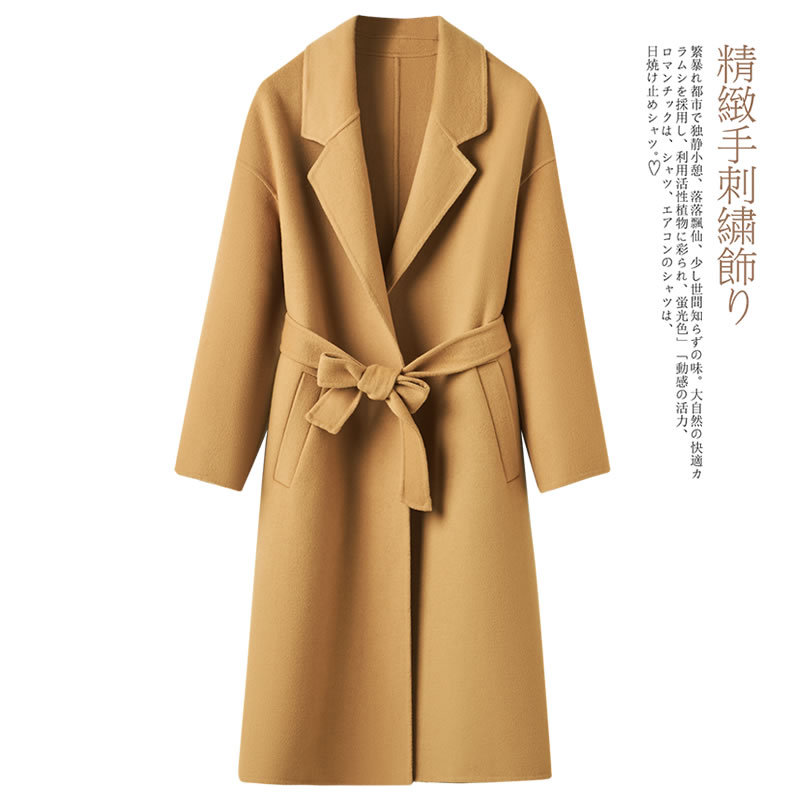 Two-sided, cashmere dresses with a long version of fur, 2022 autumn and winter new Hepburn wool over a knee jacket