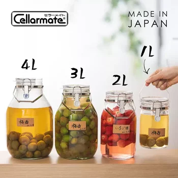 日本进口星硝泡酒玻璃瓶子可手提密封罐酿梅酒罐带盖醉蟹罐柠檬罐