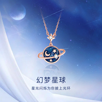 Planet sterling silver necklace female light luxury niche choker 2021 new jewelry design sense senior net red accessories