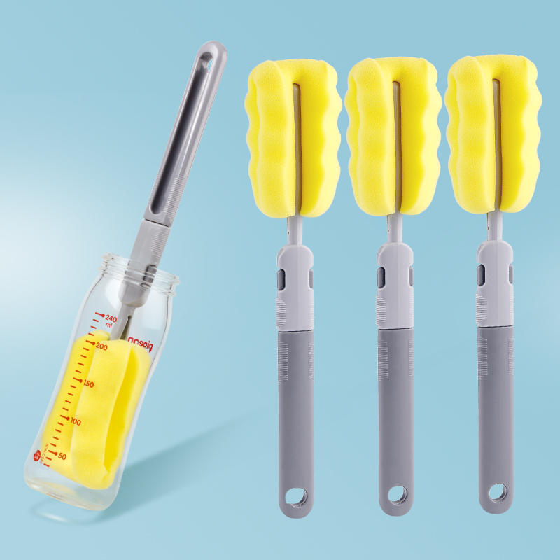 Bottle brush sponge replacement head cleaning brush washing bottle brush set shabu newborn baby with cup brush nipple brush