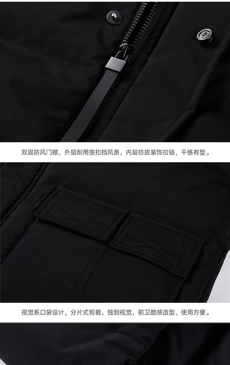 鸭鸭 男士加厚中长款羽绒服 90%充绒量 图13