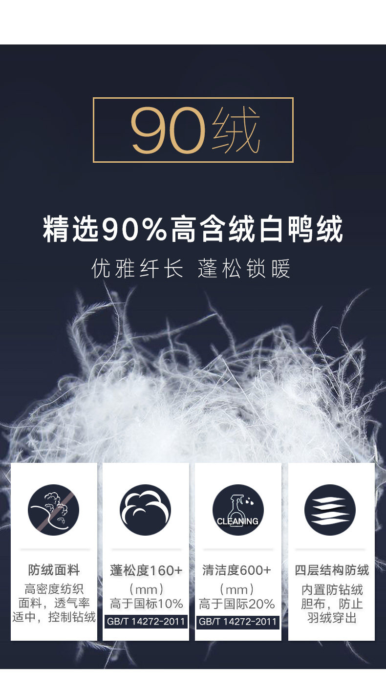 鸭鸭 飞行员夹克款羽绒服 90%白鸭绒 图4