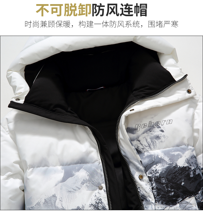 鸭鸭 情侣款 时尚雪山渐变色羽绒服 650蓬90白鸭绒 图3