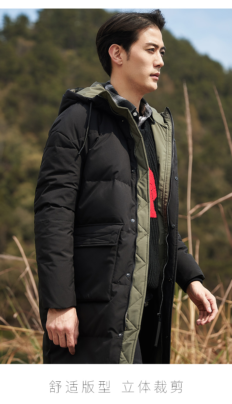 鸭鸭 男士加厚中长款羽绒服 90%含绒量 图9