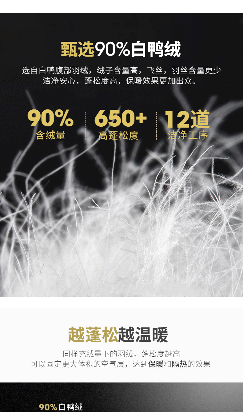 鸭鸭 情侣款 时尚雪山渐变色羽绒服 650蓬90白鸭绒 图5