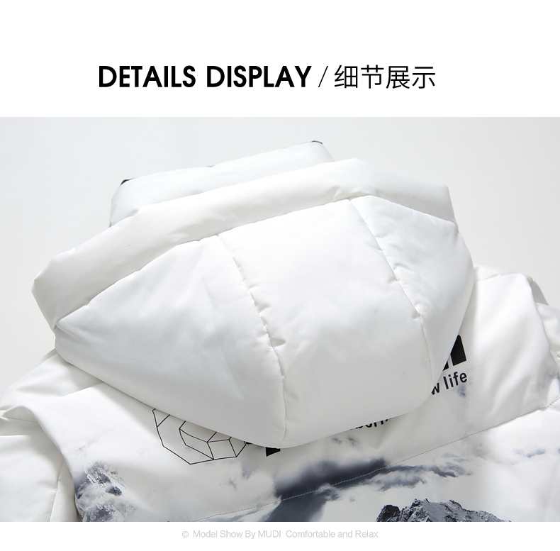 鸭鸭 情侣款 时尚雪山渐变色羽绒服 650蓬90白鸭绒 图16