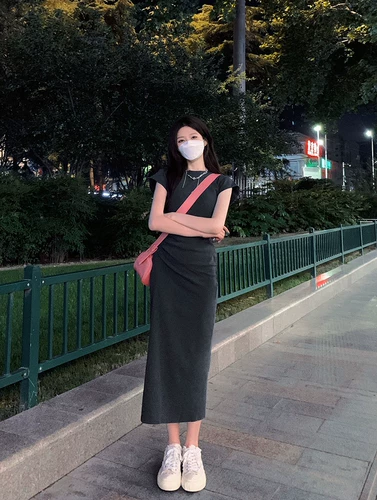 Длинный корсет, футболка с коротким рукавом для отдыха, платье, юбка, яркий броский стиль, по фигуре, свободный прямой крой