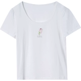 原水 Летняя белая короткая футболка с коротким рукавом, 2023, в западном стиле