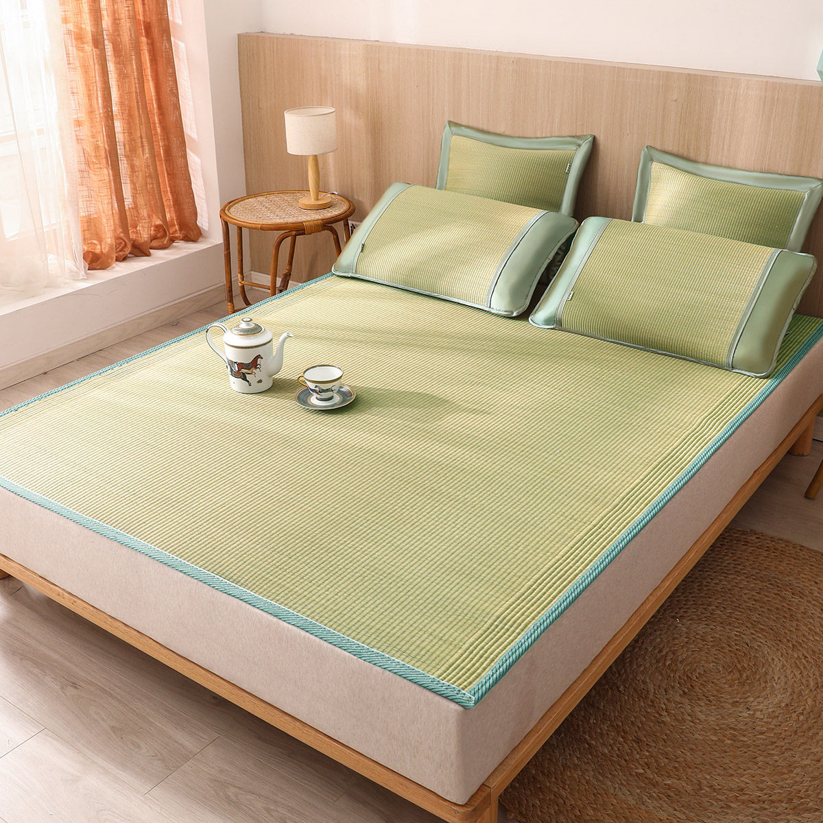 Huang Gulin white hemp tendon grass mat 1 8m natural sponge grass mat 1 5m air-conditioning mat thickened rush mat