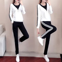 Sports set female spring and autumn 2021 New Korean version of loose thin foreign style leisure European fashionable sweater two-piece set