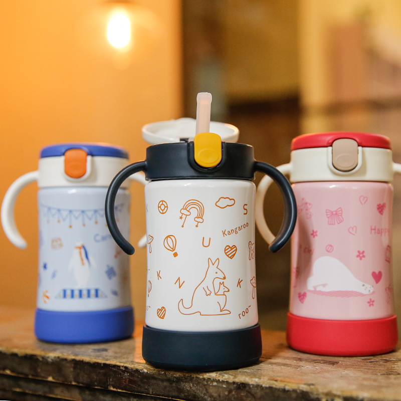 Japan's Richel children's thermos cup baby water cup with straw kettle leak-proof stainless steel large-capacity straw cup