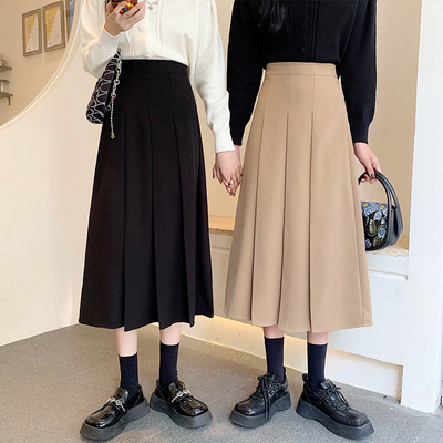 taobao agent Autumn fitted long skirt, plus size, A-line, for pear shaped body, hip-covering