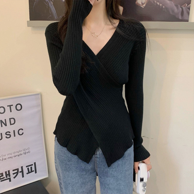 taobao agent Sweater, spring sexy long-sleeve, knitted jacket, plus size, western style, long sleeve