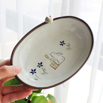 Japanese Import Seto Burn Cartoon Dinner Plate Cute Rabbit Cat Kitty Bowl Home Fruit Dish Sweet Pint Dish
